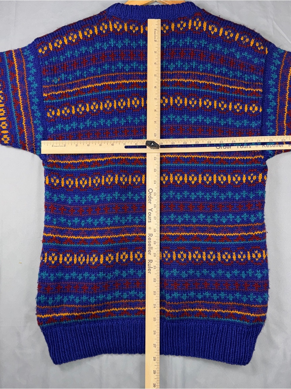 Vintage Nomadic Traders Sweater Womens See Measurements Blue Wool Fair Isle - Picture 7 of 9